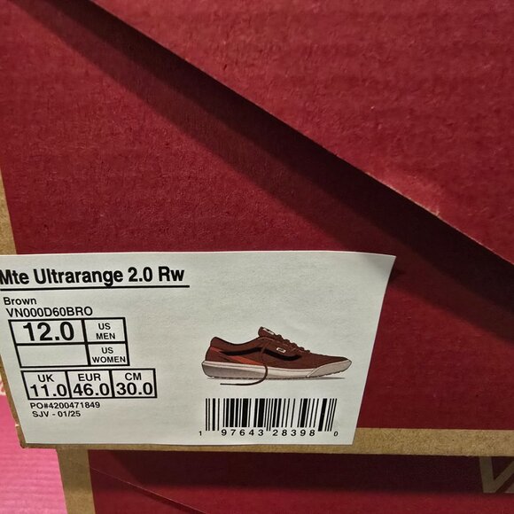 Vans Mte Ultrarange 2.0 RW Shoes VN000D60BRO Orange / Brown Mens Size 12 NEW - Picture 10 of 16